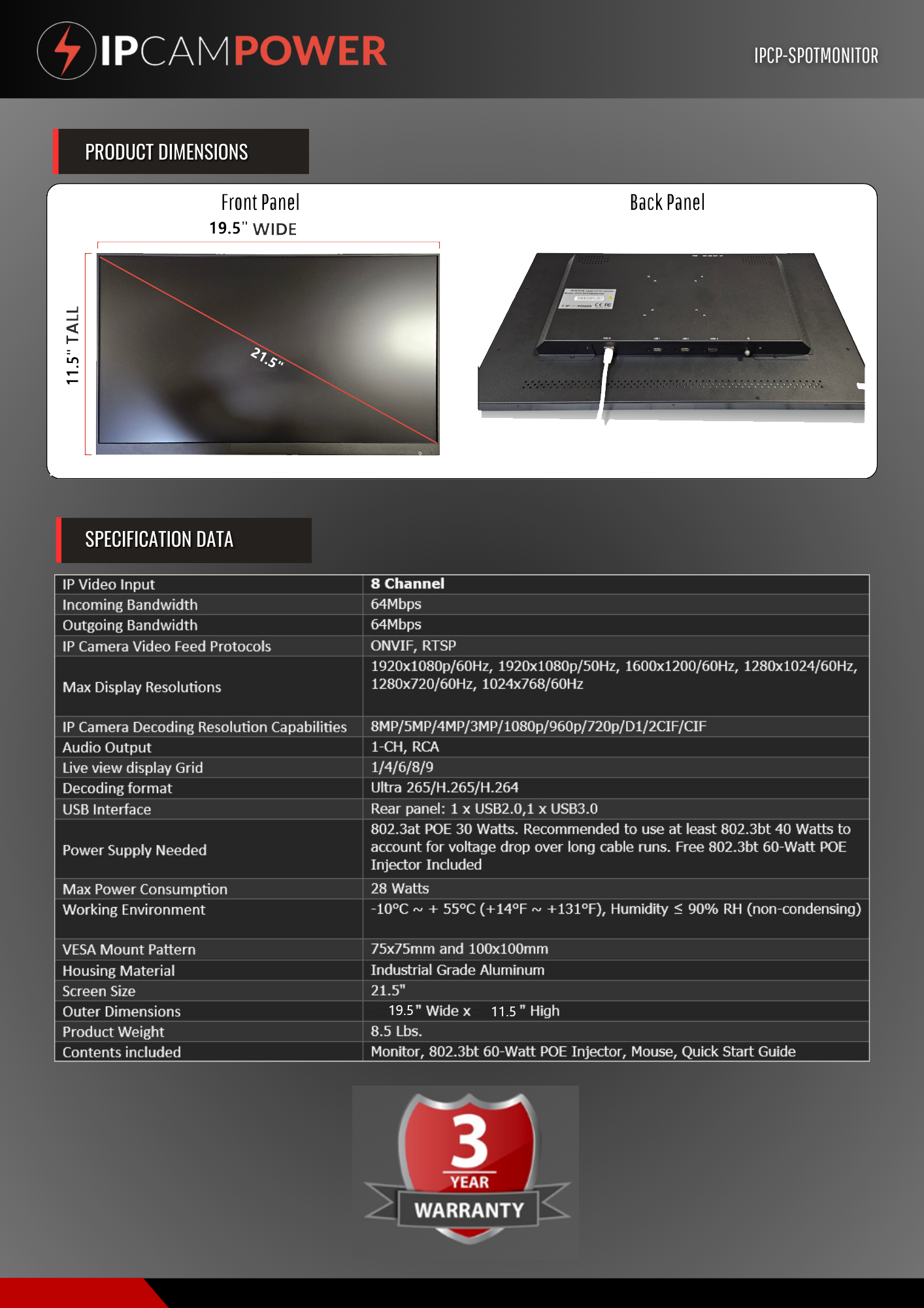 IPCamPower Video Surveillance Monitors - Nelly's Security