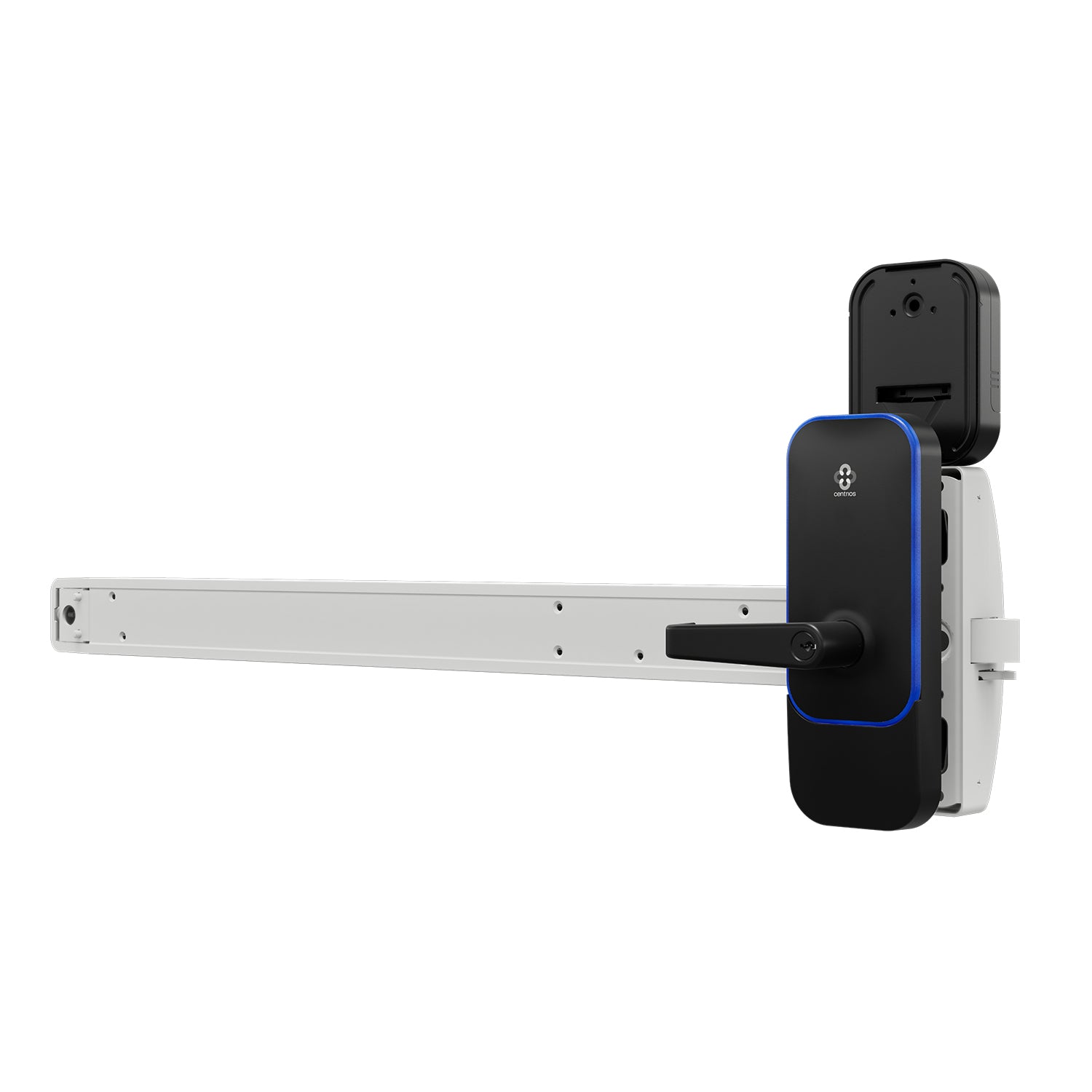 Centrios Commercial Bluetooth Exit Trim with Augusta Lever, Black Suede Finish, Grade 1 & IP67 Weatherproof (CEE100TD-AU-BSP-PARA-KR)