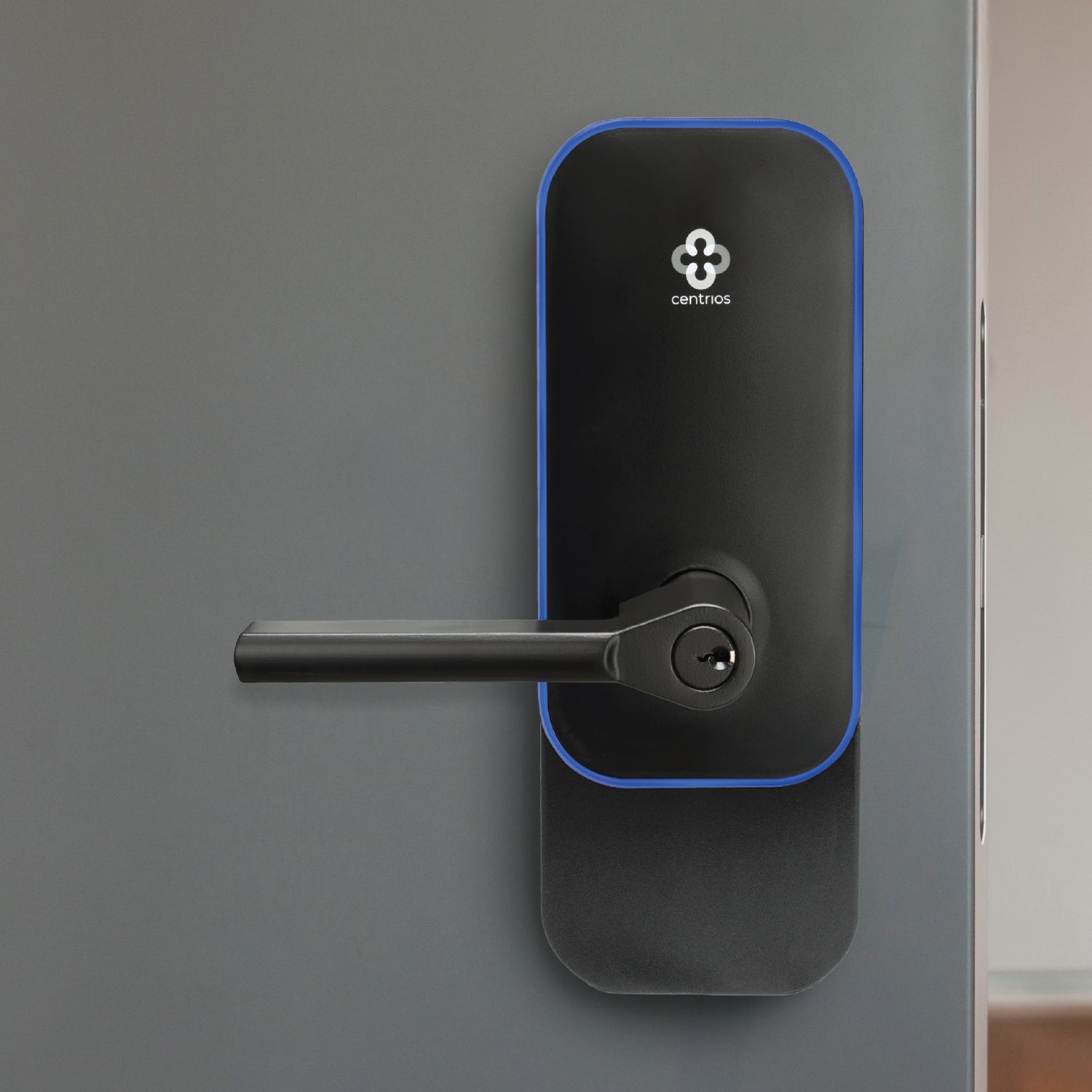 Centrios Commercial Bluetooth Exit Trim with Augusta Lever, Black Suede Finish, Grade 1 & IP67 Weatherproof (CEE100TD-AU-BSP-PARA-KR)