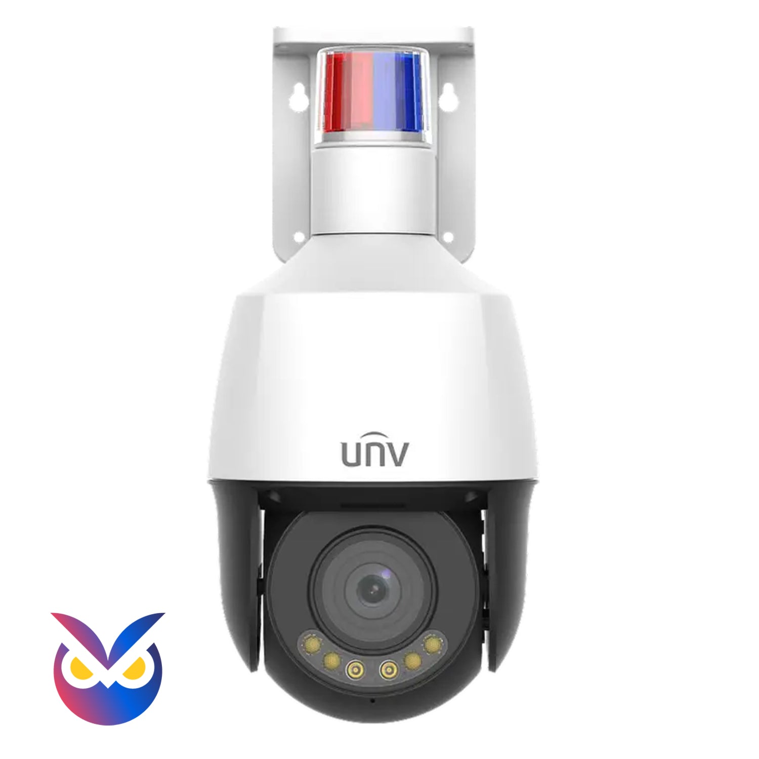 Uniview 4MP NDAA Compliant Weatherproof Tri-Guard OwlView IP PTZ Security Camera w/ Active Deterrence, 5x Zoom Lens, Wise-ISP, AI-Powered Smart Events, 2-Way Audio & Auto Tracking (IPC6324LWH-AX5C-VG2)