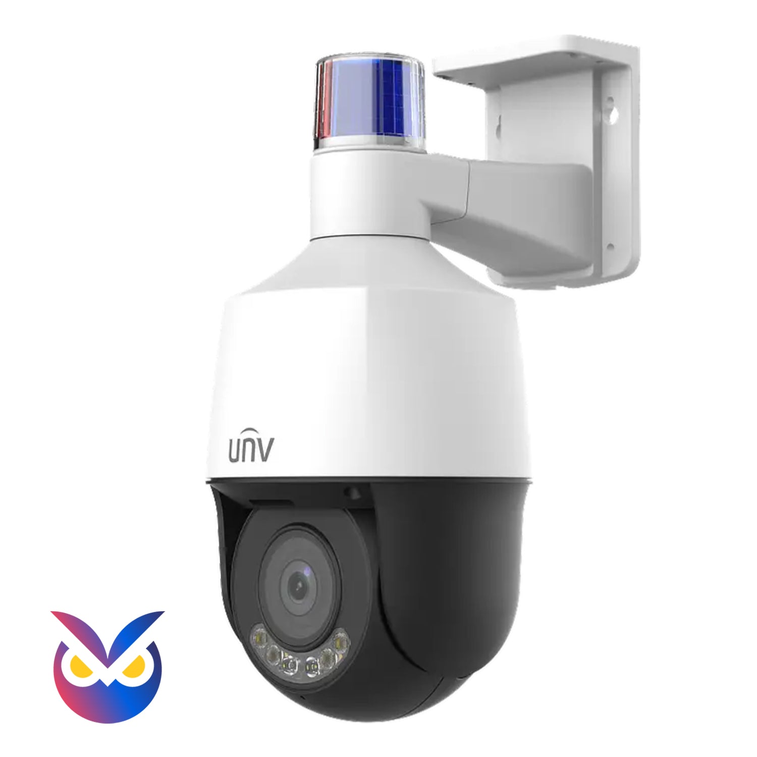 Uniview 4MP NDAA Compliant Weatherproof Tri-Guard OwlView IP PTZ Security Camera w/ Active Deterrence, 5x Zoom Lens, Wise-ISP, AI-Powered Smart Events, 2-Way Audio & Auto Tracking (IPC6324LWH-AX5C-VG2)