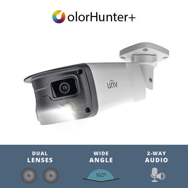UNV 4MP Wide Angle 160° FoV Weatherproof 24/7 ColorHunter Bullet IP Se