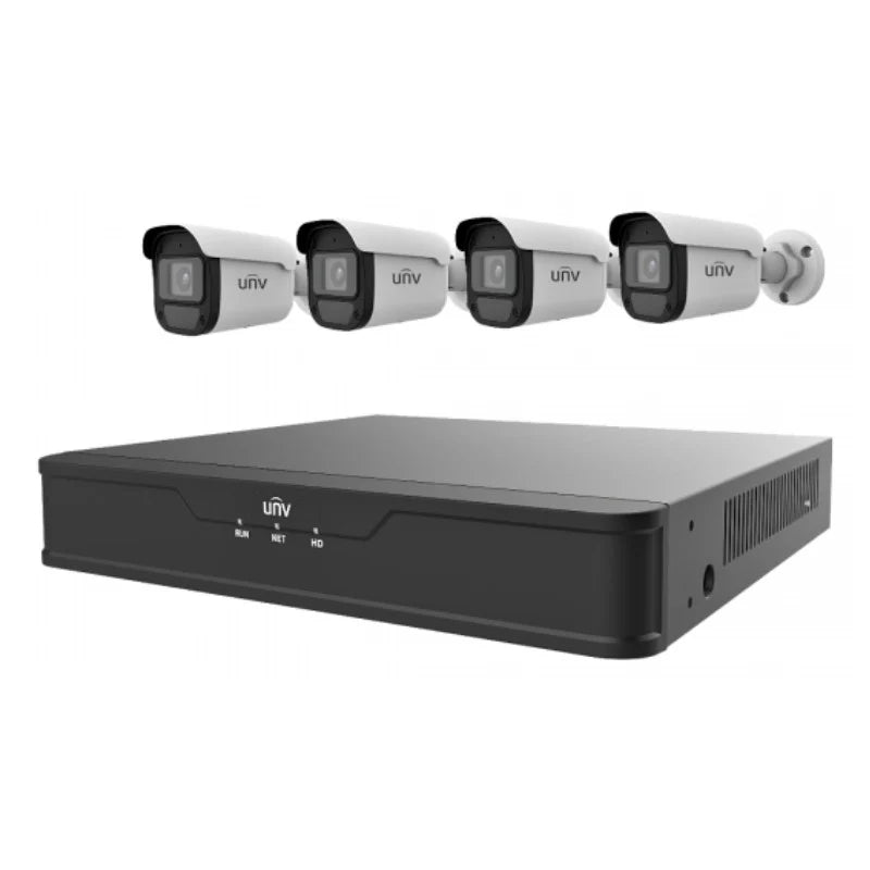 UNV 4 x 4MP Bullet IP Camera + 4K 4-Channel NVR + 1TB HDD Complete Video Surveillance Kit (EK-S31P4B44T1)